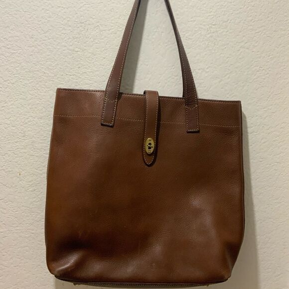 FOSSIL Austin Tote BROWN Rugged Leather Tote Vintage Large Handbag Shoulder Bag - Picture 2 of 11